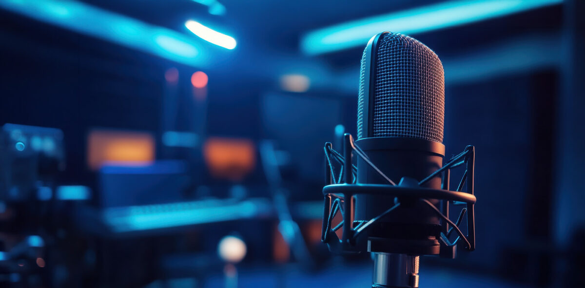 Microphone in Radio DJ Booth